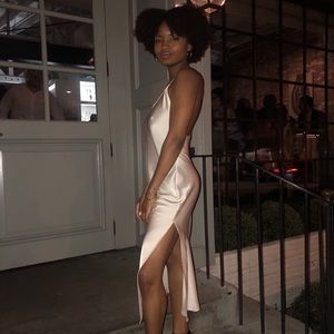 Tru Blue Satin Midi Dress